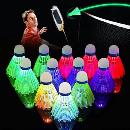 LED Badminton, 12 stk. Badminton, Nylon Badminton