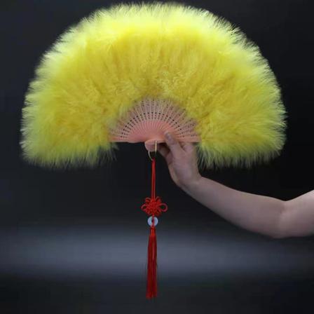 Höyhen taittuva tuuletin Sweet Fairy Girl Gothic Court Dance Hand F Yellow one size