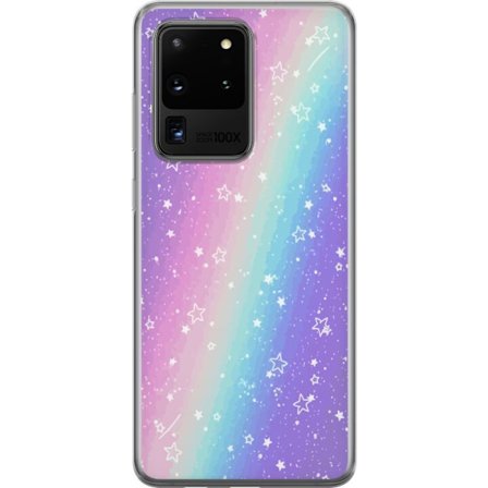 Kompatibel Mobilcover til Samsung Galaxy S20 Ultra Rainbow-farvet pastelbaggrund med hvide stjerner og glitrende prikker i blød overgang