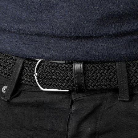 Ceinture élastique noir sur noir pour hommes - Ceintures élastiques
