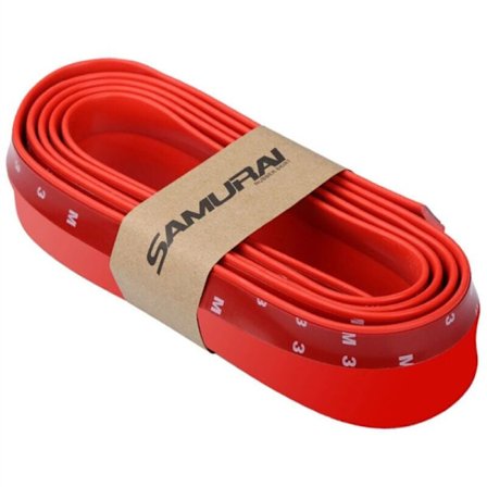 2,5M Bilbeskytter Frontfanger Leppesplitter Auto Karosseri Klistremerke Kit Spoiler Fanger Valance Chin Biler Gummistripe, Rød