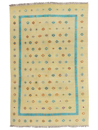 Kilim Nimbaft Rug 200X296 Yellow/Green Wool, Afghanistan