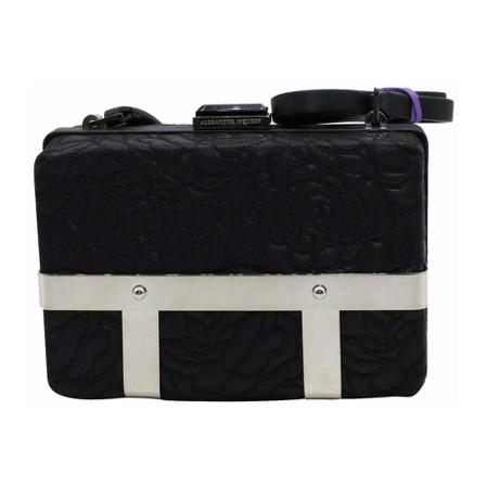 Alexander McQueen, Box Cage Embossed Clutch Zwart, Dames, Maat:ONE Size,leer