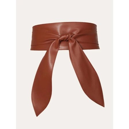 Leveä Vyötärönauha Rusetti Lepattava Pitkä Solmuvyö (Kahvi)