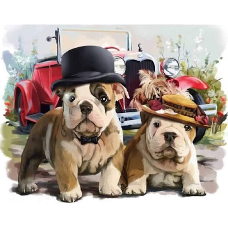 Diamond Painting / Diamantmålning 30x40cm - Bulldog Hund Djur