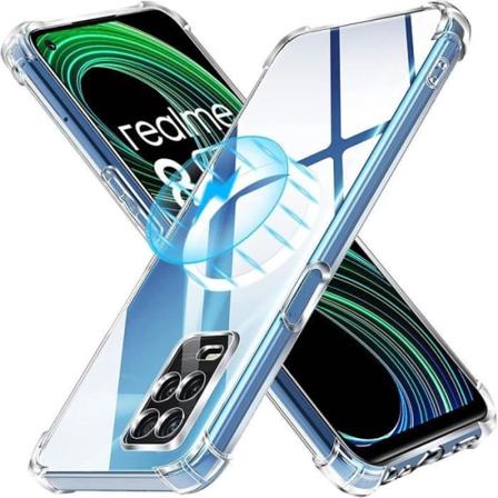 Etui til Realme 8 med Metal Circle Shockproof Protection Transparent Transparent