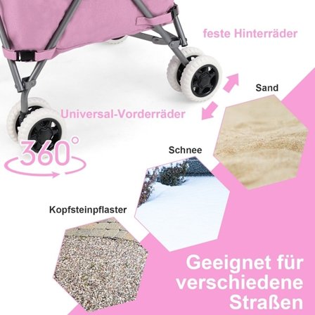 Taitettava ostoskärry pyörillä Tilavuus 90L/55kg käsikärry irrotettavalla Oxford-laukulla Pink