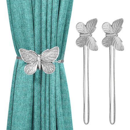 (Sølv) Sett med 2 dekorative magnetiske gardinholdere i harpiks med A B