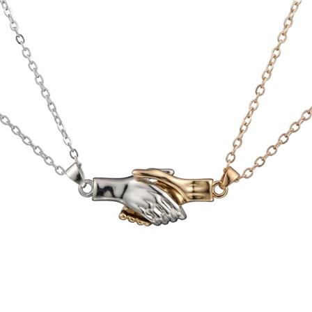 2 par (sølv + gull) Magnetisk håndtrykk anheng halskjeder Sha