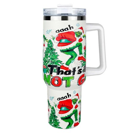 Dobbeltvægget vakuumisoleret termokop, isoleret kaffekrus i rustfrit stål med håndtag og sugerør, spildsikkert låg til sikker transport