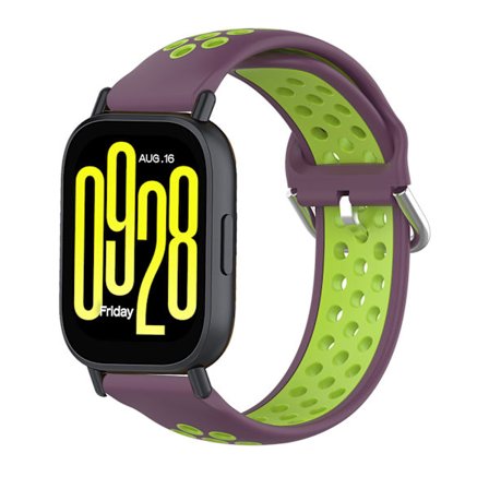 Armband för Xiaomi Redmi Watch 5 Active/watch 5 Lite 22mm Tvåfärgat Andningsbart silikonarmband (lila grön)