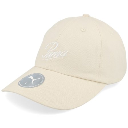 Puma - Blanc unconstructed Casquette - Essential Script Logo White Dad Cap @ Hatstore
