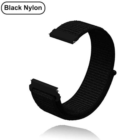 Uusi 18 mm 20 mm 22 mm hihna Garmin Venu 2S rannekkeelle Vivoactive 3 4S 4 Forerunner 245 645 Galaxy Watch 4 Classic 42 46 mm Musta Nylon Black Nylon 