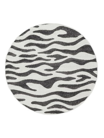 Woodcut Indoor/Outdoor Rug Washable Ø 150 Small Grey/White Round