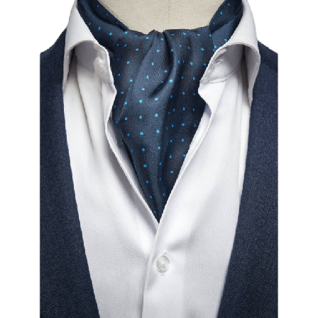 John Henric Silk Double Pointed Ascot Dot Kostymtillbehör Herr Blå ONESIZE