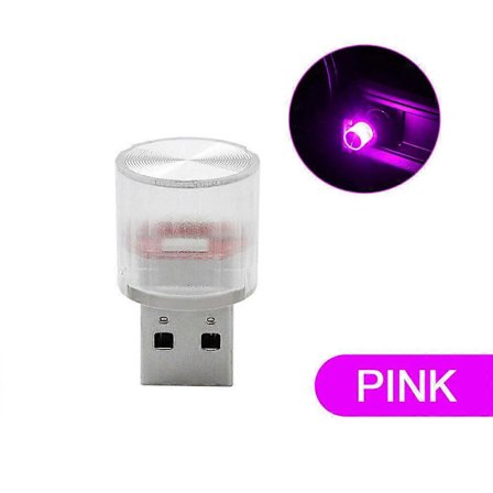 1x Mini Lampe Pære Tilbehør USB LED Bil Interiør Neon Atmosfære Ambient Lys, Pink