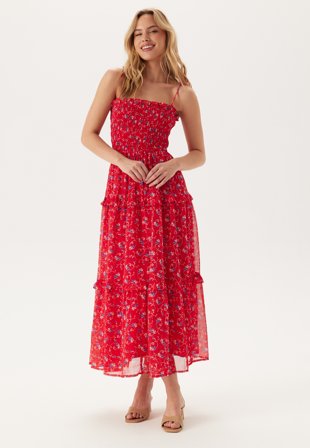TOMMY JEANS - Tjw Aop Chiffon Maxi Dress - 0kr Red Small Flowers Aop - Kläder - - Bubbleroom