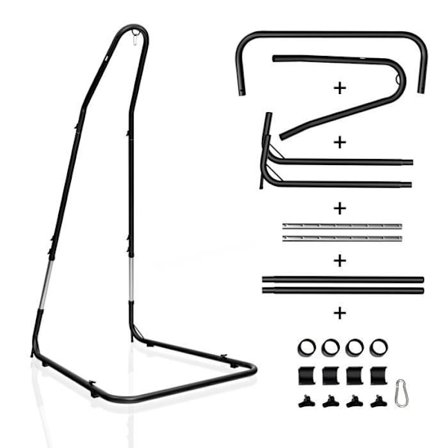 COSTWAY Hängstolsstativ 195-235 cm Stålhängmatta med säkerhetskrok Halkfria fötter utan hängmatta