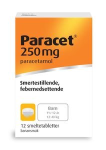 Paracet 250 mg smeltetabletter 2-12 år 12 stk