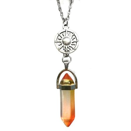 Necklace - Sun - Pendant - Yellow/Orange