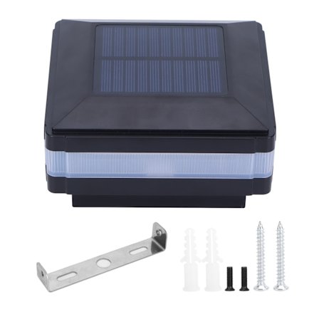 LED-stolplampa solenergi dubbelfärgad induktionsstaketlockpelare lampa IP65 vattentät svart (varmvit blå)