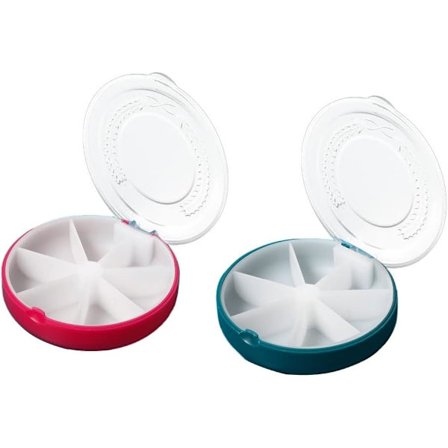 2 Pak Portable Rund Pilleæske, 7 Rum Pilleæske, Medi,ZQKLA