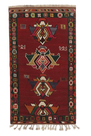 Kilim Vintage Rug Hand Woven 136X241 Black/Dark Red Persia