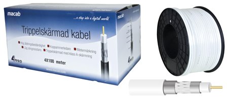 Televes RG-59T Koaksialkabel 0,8/3,6 mm, trippelskjermet, 100 m, Stikkontakter & kabler