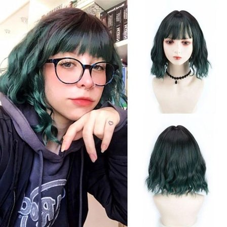 Vihreä gradienttiperuukki naisille