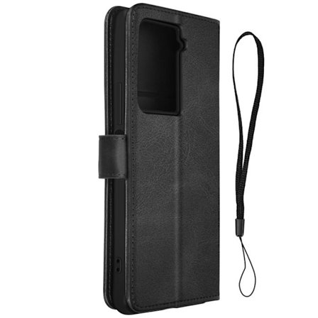 Cover til HTC U23 Pro - AVIZAR - Slank Cover - Kunstlæder - Sort - Stående funktion