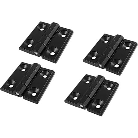 4 stk. flade hængselhuller foldebutt sort kugleleje hængsel aluminium E