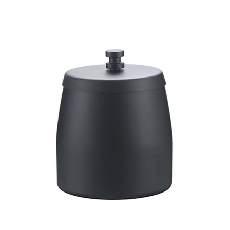 {PL}Rostfri askkopp med lock, vindtät utomhusaskkopp med halkfri bas för utomhus- och inomhusbruk, svart, S