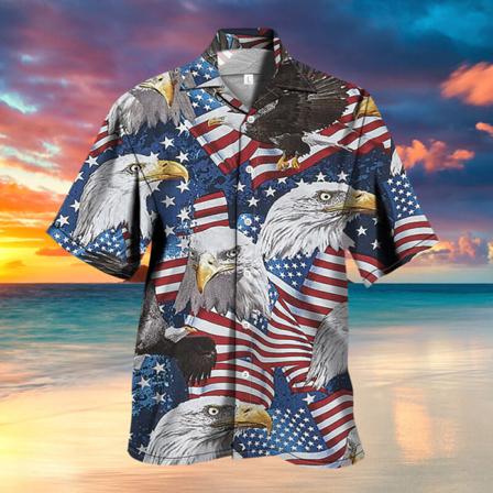 Män Independence Day T-shirt Lapel Neck Tee