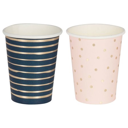 Baby Shower Muggar Pastell Ljusrosa & Marinblå