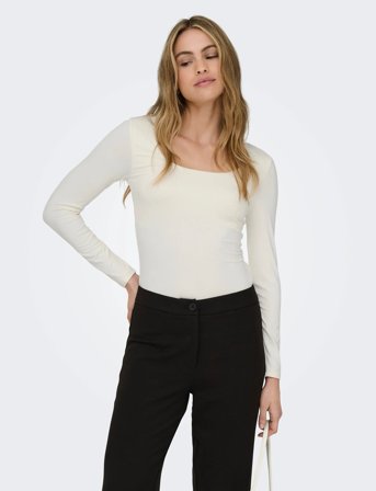 ONLY Onlea L/S 2-Way Deep Neck Top Jrs Noos - White - M