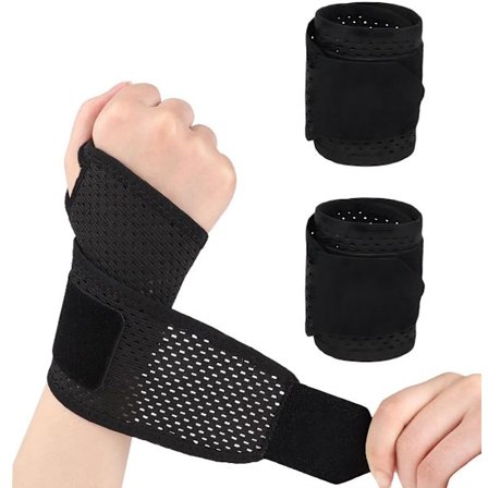 ING Hengittävä ja joustava rannenauha, säädettävä rannehihna, sopii kuntoiluun, painonnostoon ja urheiluvammojen ehkäisyyn, molempikätinen, musta