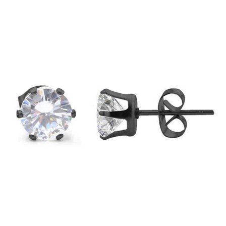 2-pack Svart Kristall Piercing Örhänge Piercingsmycke - 7mm