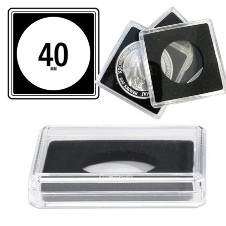 Leuchtturm QUADRUM High firkantede møntkapsler til mønt Ø 40 mm - 50 stk.