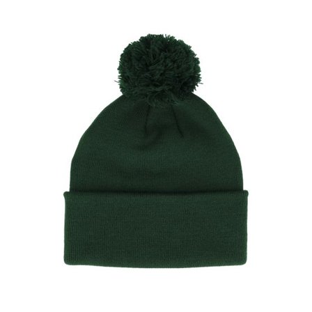 Beechfield - Grön pom Beanie - Bottle Green Blank Pom @ Hatstore