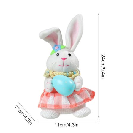 100% Ny, 11*11*24CM Påsk Stående Kanin Leksak Tecknad Tyg Skrivbordsdekorationer - Kreativ LED Kanin Gosedjur Med batteri[D]