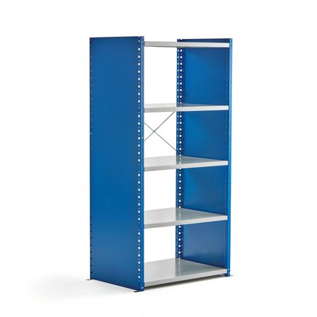 Regalsystem MIX, Grundmodul, 1740 x 800 x 600 mm, geschlossen, blau/grau