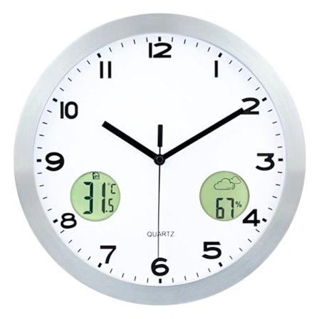 Væg radio vægur med termometer og hygr