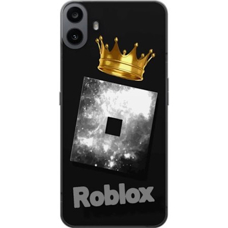 Kompatibelt Mobildeksel til Nothing Nothing CMF Phone 1 Minimalistisk svart og sølvfarget Roblox-symbol med gylden krone og luksuriøs gamer-estetikk