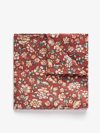 John Henric Men's Terrakotta Geblümtes Einstecktuch aus Baumwolle Size Onesize