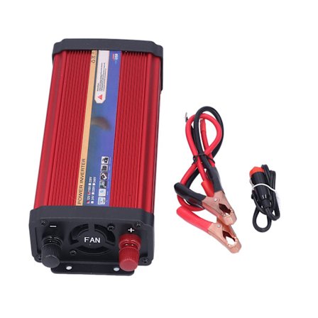 1000W Bil Power Inverter Modificeret Sinusbølge Dobbelt USB Hurtig Opladning Aluminium Legering Rød 12V til 110V