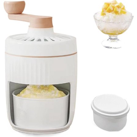 ING Manuell Rotary Slush Ice Maskin, Slushmaskin med Isbitbrett, Håndholdt Iskrusher med Sveivehåndtak, BPA-fri