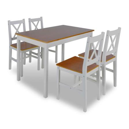 Vidaxl Matgrupp 5 Delar Brun Och Vit Brun