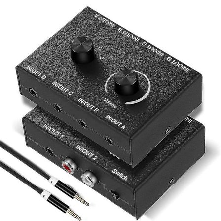 3,5 mm ljudomkopplare, 4 in 1 ut, 1 in 4 ut Aux ljudväljare,