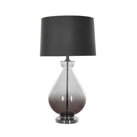 Lasinen pöytävalaisin, 41x41x74cm, harmaa mokkanahkavarjostin