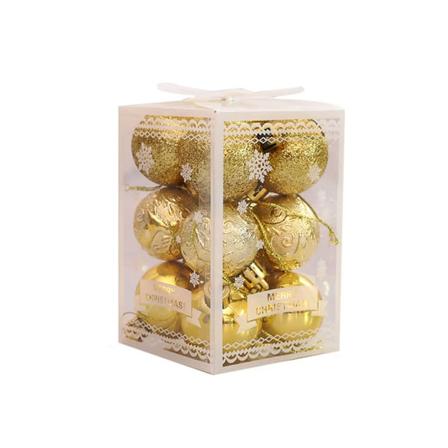 6 kpl joulukuusen kultaisia koristepalloja, kiiltäviä ja mattapintaisia (A)